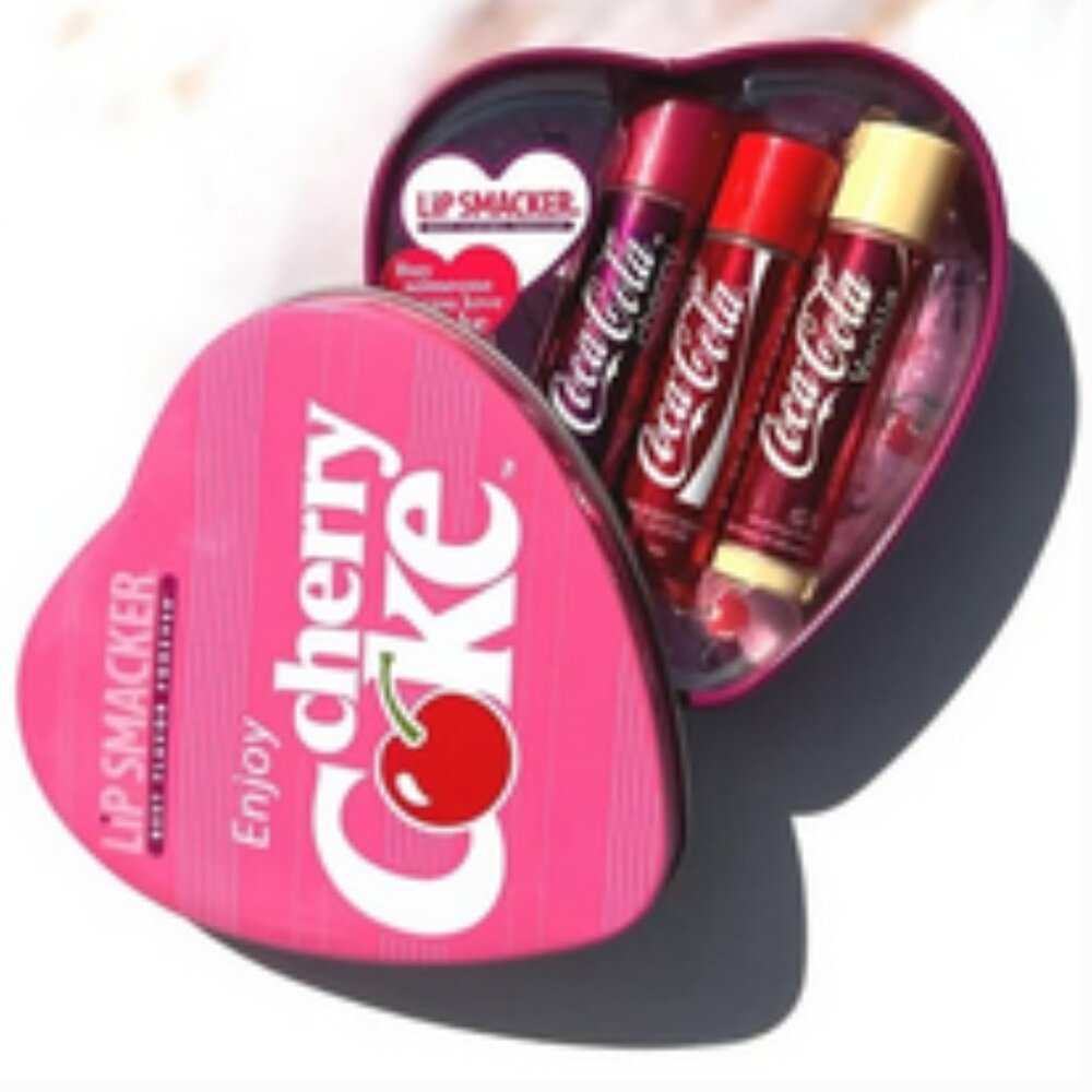 NWT & Sealed ~ Coca-Cola Lip Smackers 3-Piece Set W/ Heart-Shaped Collectors Tin